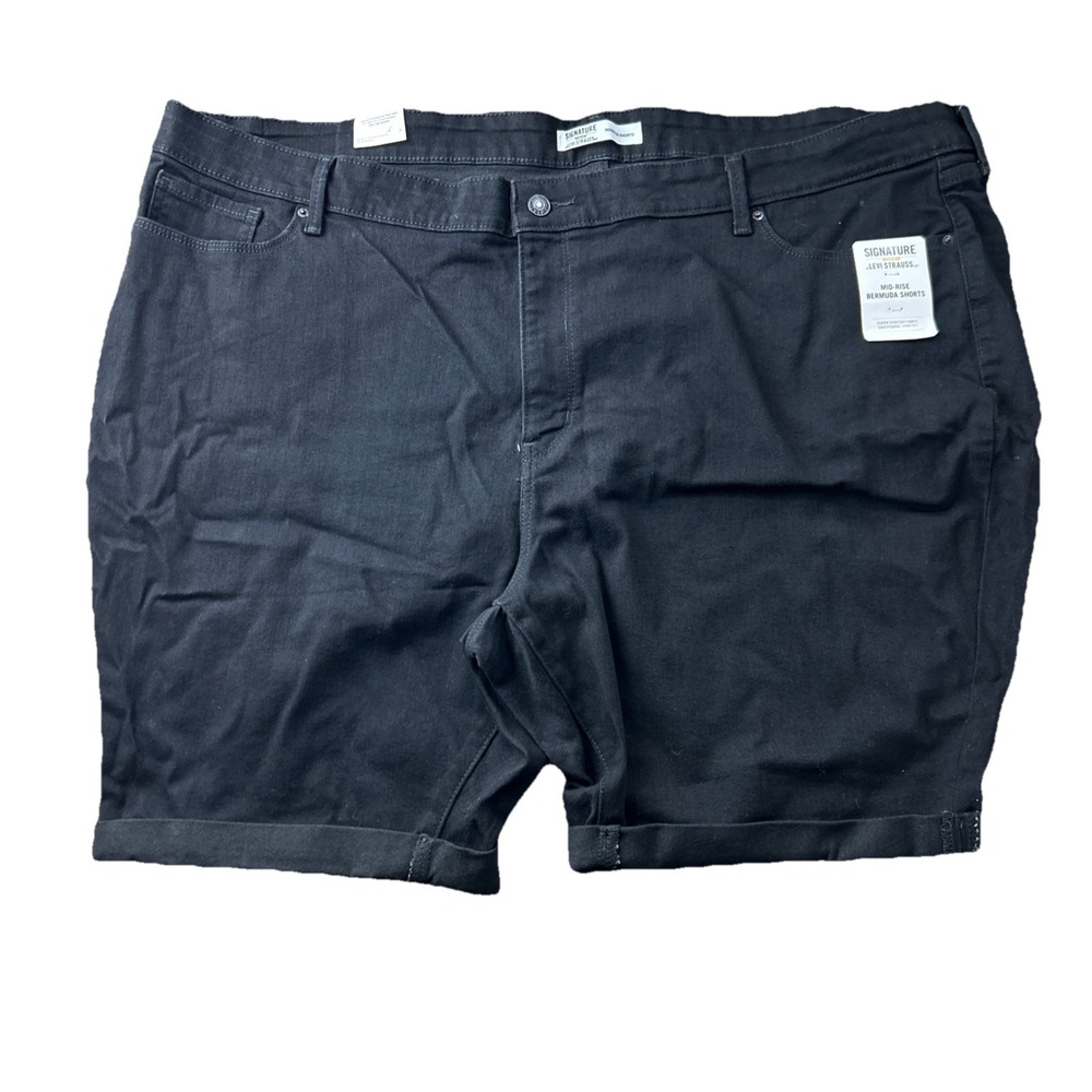 Levi Strauss Signature Womens Bermuda Shorts Black Plus Size 26W 48 Waist